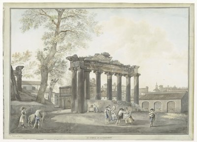Roma'daki Satürn Tapınağı'nın görünümü Le temple de la Concorde (nesne üzerindeki başlık) Roma ve çevresinin görünümleri (dizi başlığı) by Giovanni Volpato