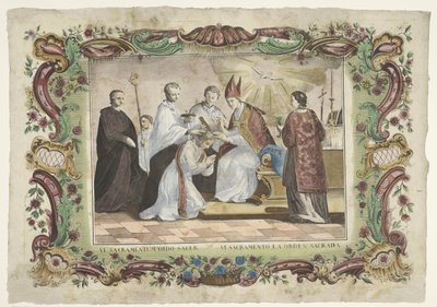 Rahipliğin Kutsallığı VI. sakramentum ordo sacer / VI. sacramento la orden sacrada (nesne üzerindeki başlık) Yedi Kutsal Kitap (dizi adı) by Giovanni Volpato