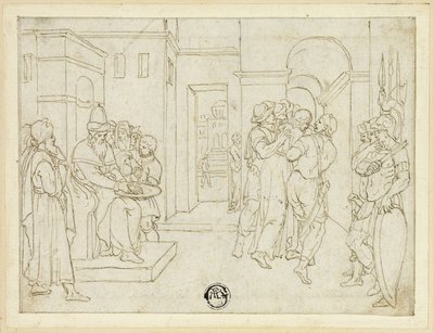 Pilatus Ellerini Yıkanırken, Mesih Uzaklaştırılırken by Giovanni da Bologna