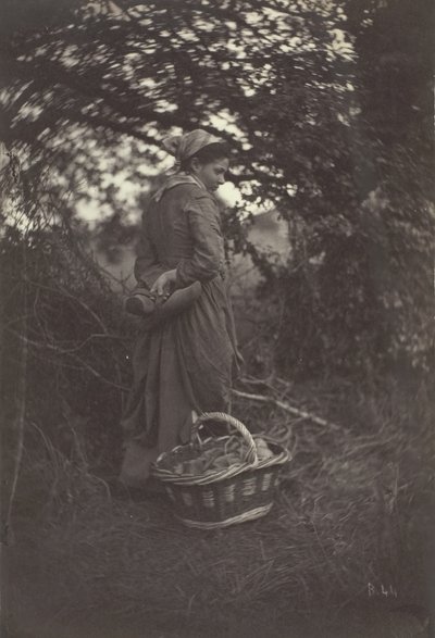 Yerde Sepetle Duran Kadın, 1870. by Giraudon