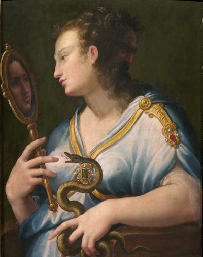Alegori de la prudence - Macchietti par Prudence Alegori, Girolamo (c. 1535-1592). Tuval üzerine yağlı boya, ebat : 71x57, , Özel Koleksiyon by Girolamo Macchiatti