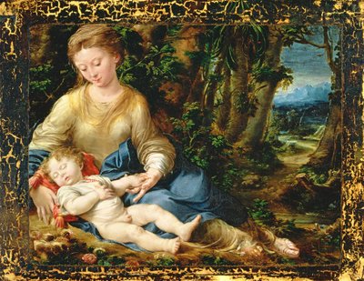 Bir Manzaradaki Bakire ve Çocuk, c.1536-37 by Girolamo Mazzola Bedoli