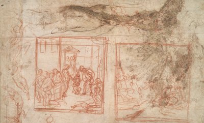 Bir Ağacın İncelenmesi (r); Figür ve Kompozisyon Çalışmaları (v) by Girolamo Muziano