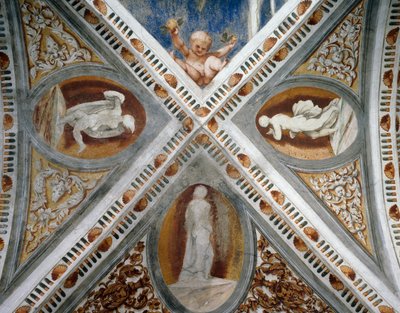Mozaik nişler ve heykeller, Bernardo Clesio tarafından yaptırılan Girolamo Romanino (yaklaşık 1484-1559