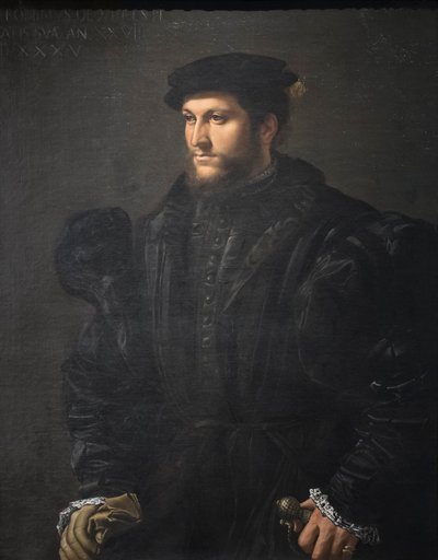 Siyahlı bir beyefendinin portresi by Girolamo da Carpi