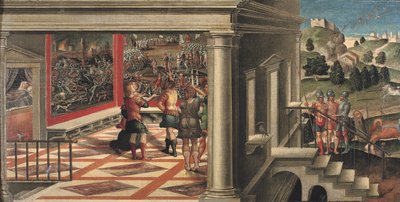 Orlando Furioso'dan sahneler (panel üzerine serilen tuval üzerine yağlı boya) by Girolamo da Santacroce