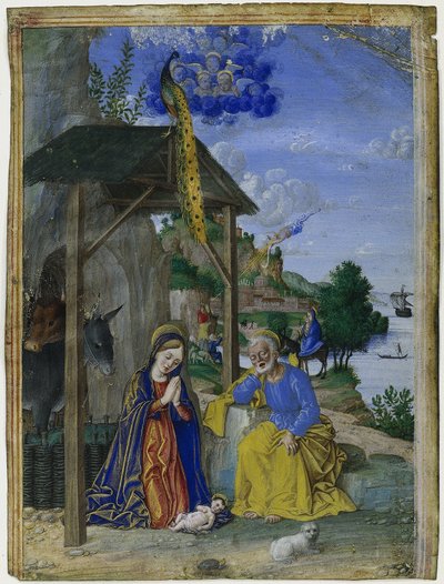 Tek Minyatür: Doğuş, c. 1515. by Girolamo dai Libri