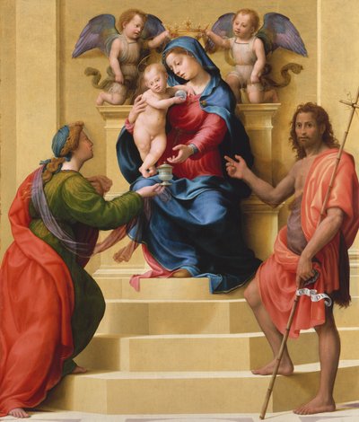 Madonna ve Çocuk, Aziz Mary Magdalen ve Vaftizci Yahya ile Enthroned, yaklaşık. 1523. by Giuliano Bugiardini