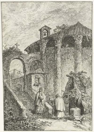 Şehrin kenarındaki evlerin ve antik kalıntıların görünümü İtalyan manzaraları (dizi başlığı) by Giuliano Giampiccoli