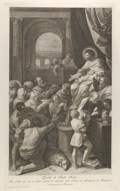 Sağda oturan Aziz Eyüp, halkın hediyelerini alıyor..., yakl. 1760-1800. by Giuliano Traballesi