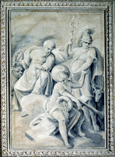 İhtiyat Alegorisi ve Zincirlenmiş Servet Tutma Değeri (Resim, c.1820-1826) by Giulio Ballino