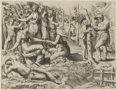 Flora bir çelenk verir by Giulio Bonasone