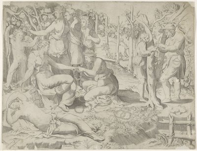 Flora bir çelenk verir by Giulio Bonasone