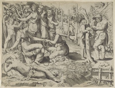 Flora bir çelenk verir by Giulio Bonasone