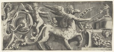 Sunakta sfenks ve putto ile friz by Giulio Bonasone