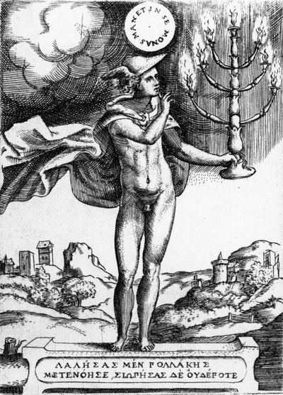Hermes, 1555 (gravür) by Giulio Bonasone