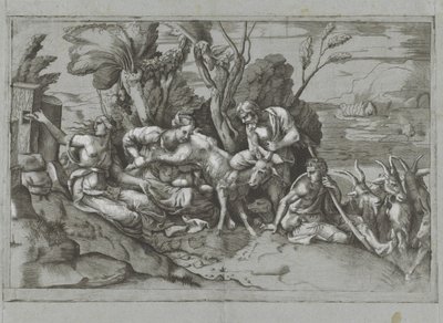 Jüpiter keçi Amalthea tarafından emzirildi by Giulio Bonasone