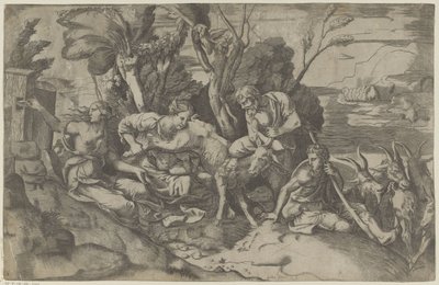Jüpiter keçi Amalthea tarafından emzirildi by Giulio Bonasone