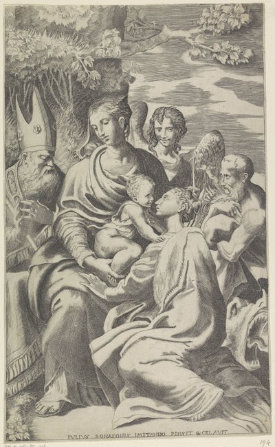 İsa Çocuk ve Azizler ile Meryem by Giulio Bonasone