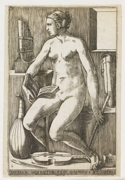 müzik Musica mucidi fuit Orpheus et Linus (nesne üzerindeki başlık) Yedi Liberal Sanatlar (dizi başlığı) by Giulio Bonasone