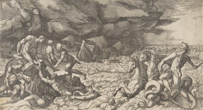 Neptün, Aeneas Filosuna karşı yükselen Tempest Aeolus