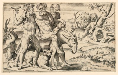 silenus bir eşek sürme by Giulio Bonasone