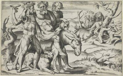 Silenus eşeğe biniyor by Giulio Bonasone