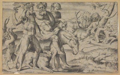 Silenus eşeğe biniyor by Giulio Bonasone