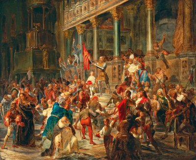 Askerleri toplamak Viva Messer Vittore Pisani!, 1864. by Giulio Carlini