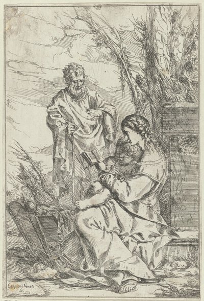 Mary ile Kutsal Aile okuma by Giulio Carpioni (I)