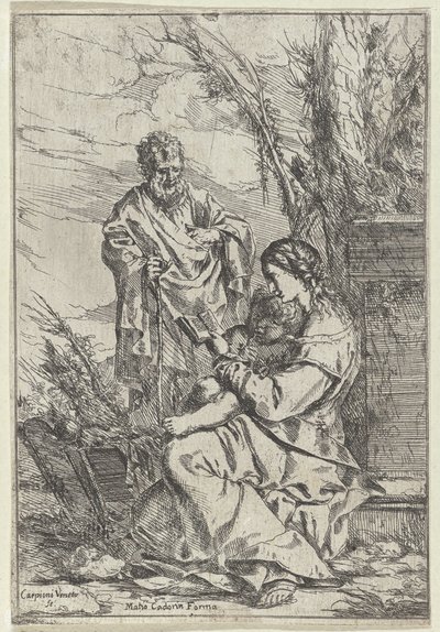 Mary ile Kutsal Aile okuma by Giulio Carpioni (I)