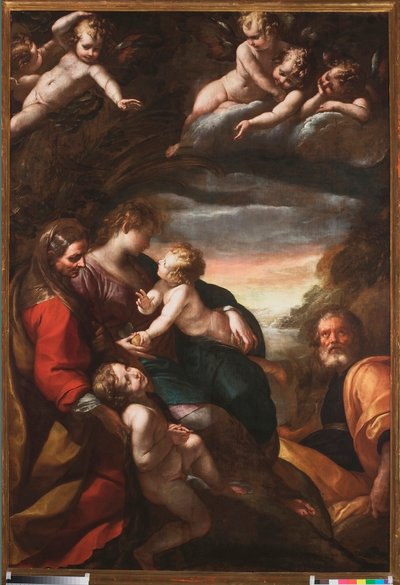 Aziz John ve Aziz Elizabeth ile Kutsal Aile, c.1610-20 by Giulio Cesare Procaccini