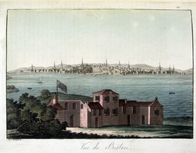 Boston Şehri Görünümü - “Eski ve modern kostüm”de, Dr. Jules Ferrario, ed. Milano by Giulio Ferrario