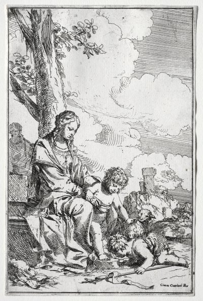 Bebek Aziz John ile Kutsal Aile. by Giulio I Carpioni