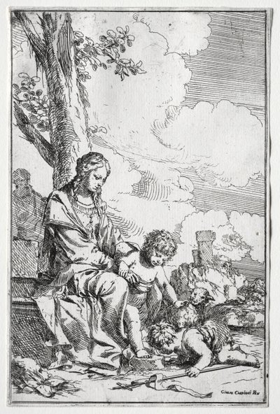 Bebek Aziz John ile Kutsal Aile by Giulio I Carpioni