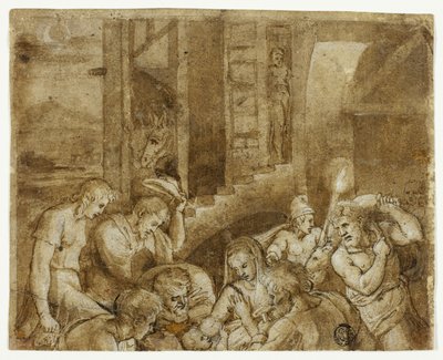 Çobanların Hayranlığı: Üst Yarı by Giulio Romano