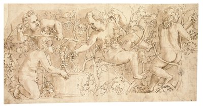 Putti üzüm toplama: Bir friz için tasarım by Giulio Romano