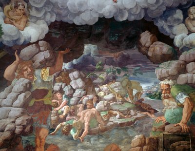 Asi devler dağın düşüşüyle vuruluyor by Giulio Romano
