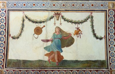 Cupid Frizinin Camera con Fregio di Amorini Odası, bir kase tutan bir kadını tasvir eden tavanın detayı, 1520