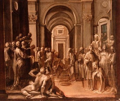 Yoksullar ve Hastalar Arasında St. Laurence, bir fresk için modello by Giuseppe Cesari