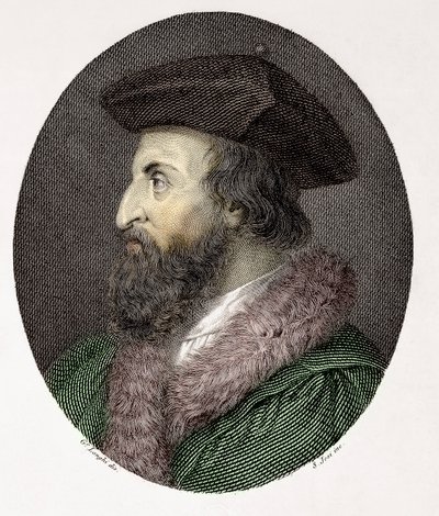 İtalyan doktor, şair ve hümanist Girolamo Fracastoro'nun (Hieronymus Fracastorius veya Jerome Fracastor) portresi (1478/83-1553) Gravür Özel Koleksiyon by Giuseppe (after) Longhi