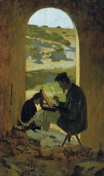 Ressam Stanislao Pointeau, yaklaşık 1863 (tahta üzerine yağlıboya) by Giuseppe Abbati