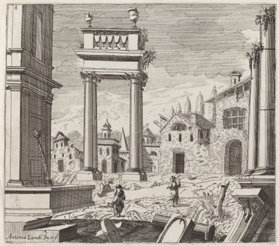 Klasik Harabeler ve Yerel Binalarla Mimari Fantezi by Giuseppe Antonio Landi