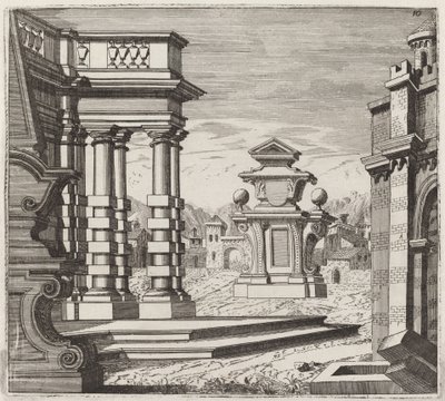 Portallar ve Anıtlar ile Mimari Fantezi by Giuseppe Antonio Landi