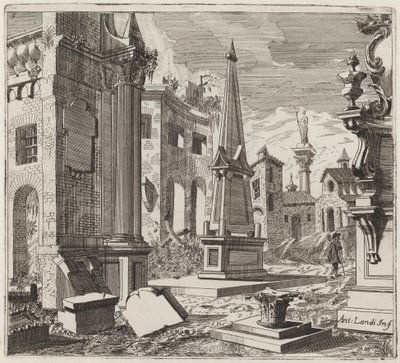 Harabeler ile Fantastik Şehir Manzarası by Giuseppe Antonio Landi