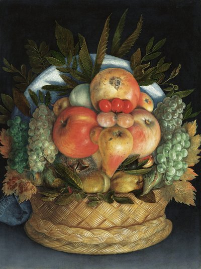 Meyveden oluşan bir adamın tersinir antropomorfik portresi by Giuseppe Arcimboldo