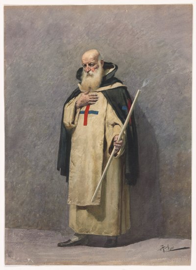 Ayakta Yaşlı Bir Rahip by Giuseppe Aureli