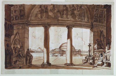 Bir Colonnade aracılığıyla görülen Sepulchral Şapeli by Giuseppe Barberi