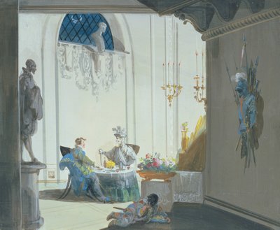 Don Juan ve komutan: Ziyafet (suluboya) by Giuseppe Bernardino Bison