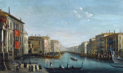 Bison, Giuseppe Bernardino (1762-1844) tarafından bir Regatta ile Rialto Köprüsü